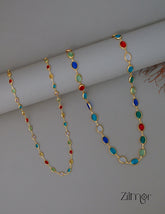 KY1011798 - Gold Plated Multi Color Semi Precious Stone Long Necklace Combo 1-Zilmor